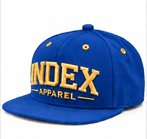 Gorra Snapback de 6 Paneles Azul con Bordado de Letras Doradas, Estilo Hip Hop, Marca Index Apparel - Product Image 1