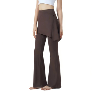 Shorts de Yoga de Cintura Alta con Pierna Ancha, Diseño Asimétrico de Color Sólido, Transpirables, Sin Costuras, de Nailon, Ropa Deportiva para Mujer - Product Image 1