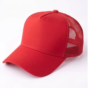 Gorra Trucker Roja Unisex, Ajustable, con Malla Trasera, Estilo Casual de 5 Paneles, para Primavera/Verano - Product Image 4