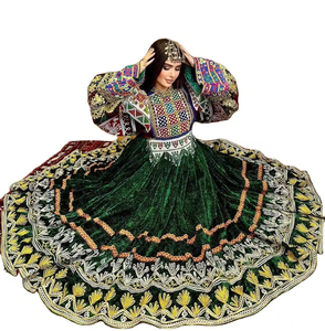 Vestido de Festival Afgano Kuchi 2026 Hecho a Mano para Mujer, Vestido Largo de Encaje Bordado Tradicional Vintage que Refleja el Estilo Pashtun - Product Image 1