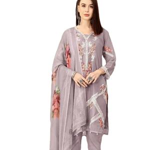 Último diseñador Fab Zone Organza bordado Digital impreso trabajo Salwar traje indio y paquistaní ropa - Product Image 1