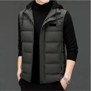 Gilet polaire chaud personnalisé pour homme, automne-hiver 2026, sans manches, en coton, col montant, grande taille, veste d'hiver unisexe avec logo frontal - Product Image 5