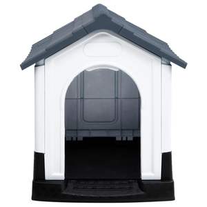 Casa para Perros Pequeña y Resistente en Gris, Blanco y Negro, Hecha de Polipropileno, Muebles para Mascotas - Product Image 2