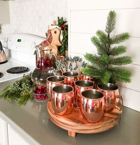 Copper <b>serving</b> mug <b>set</b> countryside fair <b>beverage</b> cups handmade premium cocktail drink mugs durable finish - Product Image 4