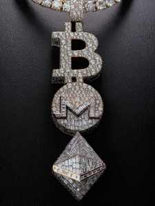 Custom Iced Out Moissanite Pendant <b>Charm</b> <b>Silver</b> Rhodium Plated Letter Coin Cube Necklace for Unisex - Product Image 3