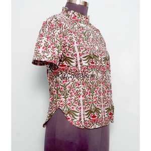 Robe décontractée pour femme en coton 100% - Robe moderne à manches longues, col rond, imprimé floral, tricotée à la main, respirante, style bureau - Product Image 4