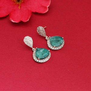 Pendientes de Esmeralda Colgantes de Plata de Ley 925, Novedad 2026, Joyería para Mujeres y Niñas, para Usar en Bodas y Fiestas - Product Image 1