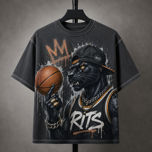 Wolf Basketball Player Printed Plus Size Men's T-Shirt Short Sleeve O-Neck Casual Jersey Style <b>Animal</b> <b>Pattern</b> 100% Cotton - Product Image 3