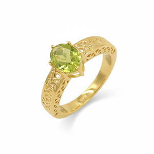 Bague en argent sterling 925 avec péridot, motif en treillis moghol, plaquée or et rhodium, bijoux de créateur inspirés du patrimoine - Product Image 5