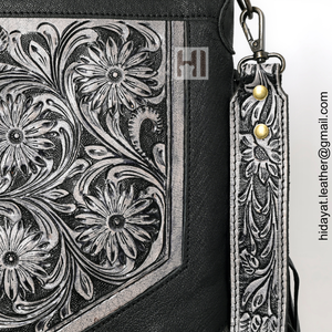 Bolso de Mano de Cuero Vacuno Hecho a Mano de Lujo con Correa Decorada - Product Image 6