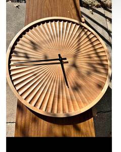 Round Wooden Battery Powered Rustic Quartz <b>Wall</b> <b>Clock</b> Natural Grain Needle Display Decorative Timepiece for Living Room <b>Kitchen</b> - Product Image 3