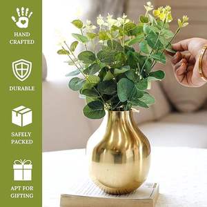 Vase de table moderne en laiton, forme ronde, fait main, pour la décoration intérieure et comme cadeau de pendaison de crémaillère - Product Image 5