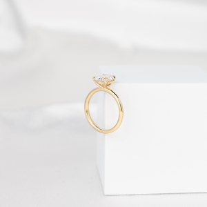 แหวนเพชรทรงรีโอวัล แล็บโกรว์ 14K ทองคำขาว แหวนหมั้นเรียบหรู แหวนสัญญา เครื่องประดับเจ้าสาวสำหรับผู้หญิง - Product Image 3