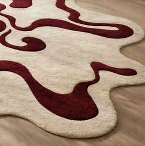 Tapis en laine tufté à la main, couleur unie, forme irrégulière, résistant aux taches, pour la décoration de la chambre et du salon - Product Image 2