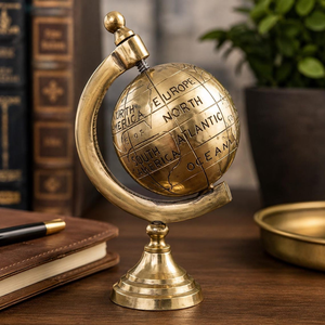 Globe terrestre vintage en laiton fait main, carte du monde décorative pour table, ornement de bureau classique, décoration de bureau et de salle d'étude, inspiré des voyages - Product Image 2