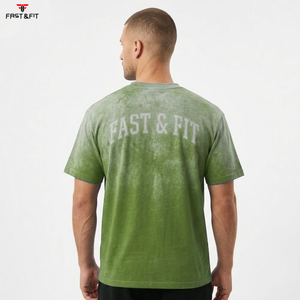 T-shirts pour hommes de haute qualité, style streetwear, col rond, effet délavé, vente en gros, prix bas, t-shirt délavé pour hommes - Product Image 3