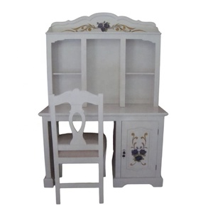 Children <b>Study</b> <b>Table</b> With Chair Hand Painted Writing <b>Table</b> Wooden Desk in White Painted Designed <b>for</b> <b>Kids</b> Furniture - Product Image 4