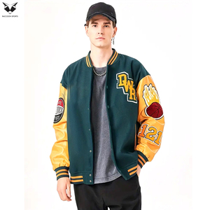 High End Custom <b>Varsity</b> <b>Jacket</b> <b>Men</b> Genuine Leather Sleeves Wool Body Embroidery Patch Luxury Baseball <b>Bomber</b> <b>Jacket</b> For <b>Men</b> - Product Image 3