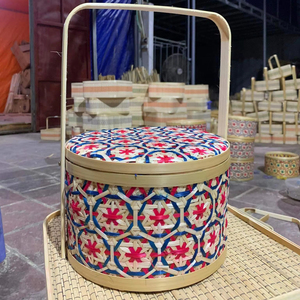 Panier cadeau Tet en bambou fait main artisanat du Vietnam emballage durable écologique - Product Image 1