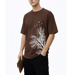 Camiseta de Manga Corta para Hombre, Cuello Redondo, Color Marrón, Corte Regular, Estilo Casual, de Algodón Jersey - Product Image 4
