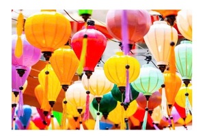 Traditional Vietnamese Silk <b>Lanterns</b> Vintage Oriental Style Hotel & Restaurant Decor - Product Image 3