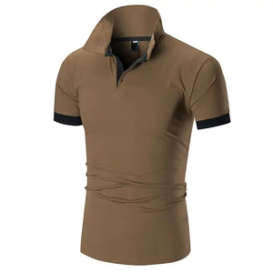 <b>White</b> Short Sleeve <b>Polo</b> T Shirt Men Solid Color Contrast Trim Custom Logo Uniform Tee Casual Golf Wear - Product Image 2
