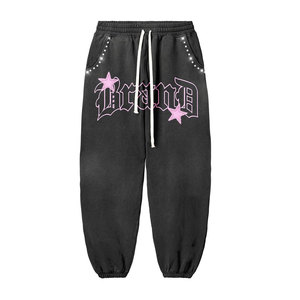 Nouvel Arrivage Survêtement Homme Style Urbain Effet Délavé au Soleil Coupe Ample Strass Délavage Acide Ensemble 2 Pièces à Capuche et Pantalon Empilé - Product Image 5