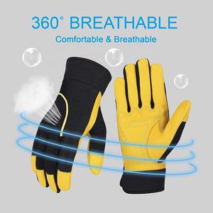 Guantes de trabajo de calidad superior al por mayor, puños parcheados de cuero de grano de vaca y Palma, proveedor directo de fábrica, pantalla táctil de construcción - Product Image 3