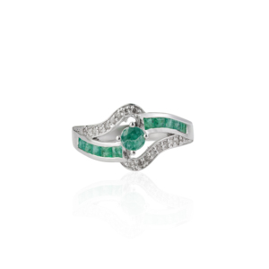 New Classy Vintage Inspired 925 Sterling <b>Silver</b> Authentic <b>Emerald</b> & Diamond Fine Jewelry <b>Ring</b> For Women - Product Image 1