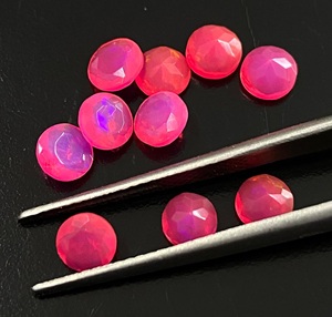 Opales naturelles roses, taille brillant rond, pierres précieuses en vrac pour la fabrication de bijoux, pierres facettées irisées - Product Image 3
