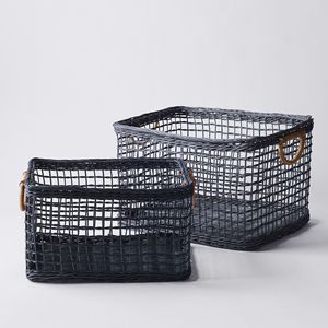 Rattan <b>basket</b> set hand-braided black laundry storage <b>baskets</b> <b>cheap</b> price from top supplier - Product Image 1