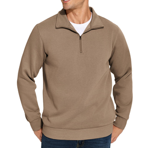 Sweat-shirt à col zippé pour homme, doublure en polaire douce, pull à demi-zip, haut décontracté chaud, coupe confortable pour les activités quotidiennes en hiver - Product Image 5