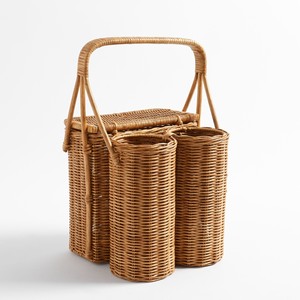 Hand Woven Rattan Camp Picnic Basket Multiple Designs Hamper Bag With Wine <b>Storage</b> Compartment - Product Image 2