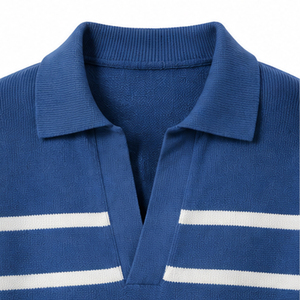 Pull en tricot à rayures bleues Argyle pour homme, coupe classique, manches longues, vêtements de printemps, pulls en tricot fabriqués au Pakistan - Product Image 5