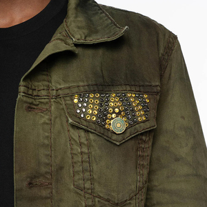 Wholesale High Street Style Custom High Quality Men's Denim <b>Jacket</b> Outdoor Waterproof Breathable Men's Denim <b>Rhinestone</b> <b>Jacket</b> - Product Image 6