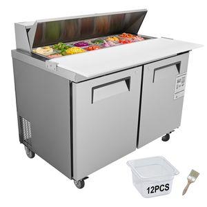 Tavolo Commerciale per Preparazione Sandwich e Insalate da 48 Pollici, 12,85 Cu. Ft. Stazione di Preparazione Alimenti in Acciaio Inox Ft - Product Image 1