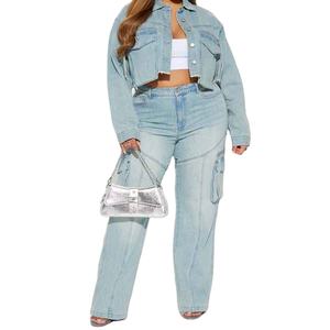 Camisetas de Mezclilla para Mujer, Populares, de Alta Calidad y Transpirables, de Manga Larga, Color Azul Claro, Talla Grande, de Secado Rápido - Product Image 6