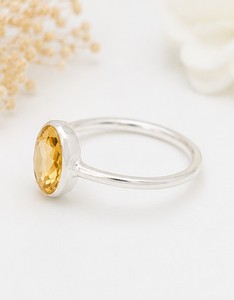 Natural Citrine Oval <b>Ring</b>, Sterling <b>Silver</b> Gemstone <b>Ring</b>, Handmade <b>925</b> <b>Silver</b> <b>Ring</b>, Golden Yellow Citrine Jewelry, November Birt - Product Image 2