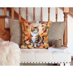 ใบไม้ร่วงของแมว polydactyl หมอนตกแต่งซักได้14H x 14W สำหรับในร่มและกลางแจ้งสำหรับโซฟาและเตียงตกแต่งลาน - Product Image 3