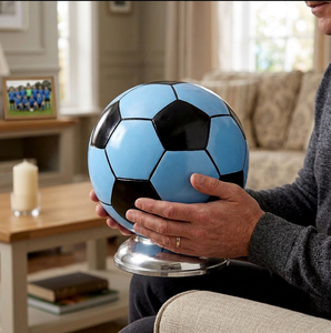 Custom Aluminium Football Cremation Urn Wholesale Adult Human & Pet Memorial Ash Urns Handcrafted Funeral Decorative Unique Urns - Product Image 2