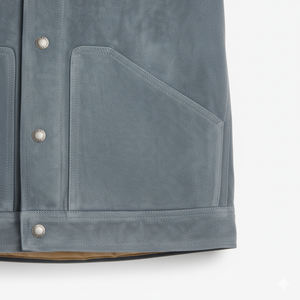 Chaqueta de Cuero Azul Premium con Logotipo Personalizado, Modelo 2026, para Hombre, con Cuello de Piel, Chaqueta de Invierno Personalizada - Product Image 5