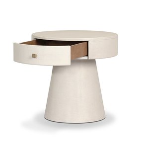 Midcentury Modern Pedestal Teak Wood Cabinet Textured Nightstand <b>Smart</b> Storage Bedroom <b>Table</b> - Product Image 2