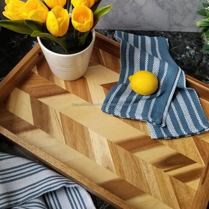 Bandeja de Servir Grande de Madera Rústica Ecológica Hecha a Mano de Alta Calidad con Asa, Duradera, Apta para Lavavajillas, para Uso Doméstico, Falak World Export - Product Image 1