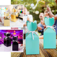 Individuell Bedruckte Tulpenförmige Papier-Süßigkeitenverpackung Großhandel Umweltfreundliche Geschenkbox mit Schleife für Hochzeiten Kleine Geschenkbox Lieferant Fabrik