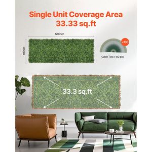 Panel de Césped Artificial Milan Grass Greenery Boxwood de 40 x 120 Pulgadas, Separador de Ambientes Interior y Exterior, Paneles de Césped Artificial para Cercas de Hiedra - Product Image 6