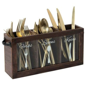 Customized Handmade Design Wooden <b>Caddy</b> Napkin Holder for Kitchenware Three Compartment Cutlery Holder or <b>Caddy</b> - Product Image 5