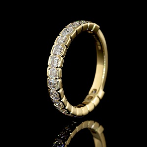 <b>Vintage</b> IGI Certified 1.5 CT Asscher Cut Lab Grown Diamond Bezel Eternity Band <b>Ring</b> 18K Yellow <b>Gold</b> Fine Jewelry Wedding <b>Ring</b> - Product Image 2