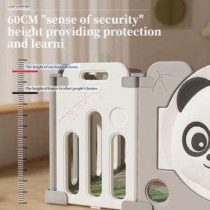 Box per Bambini a Tema Panda Gigante Cinese con Scivolo e Altalena, Parco Giochi Pieghevole con Tappetino, Recinto Sicuro per Interni - Product Image 5