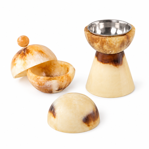 DECORYUG Ensemble brûleur d'encens en résine effet marbre crème avec insert en acier inoxydable et couvercle, 100% fait main, couleur et forme personnalisables - Product Image 3