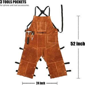 High Quality Cowhide Split Leather BBQ <b>Apron</b> Custom Size Waterproof Custom Use Welder <b>Apron</b> Heat Resistant Welding <b>Work</b> <b>Apron</b> - Product Image 2